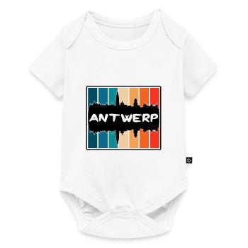Anvers Belgique Skyline Silhouette Voyage Souvenir - Body à manches courtes Premium Bébé - blanc - Devant