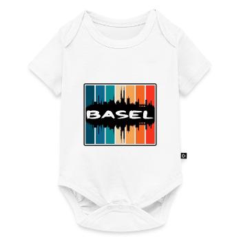 Bâle Suisse Skyline Silhouette Travel Souven - Body à manches courtes Premium Bébé - blanc - Devant