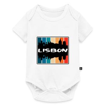Lisbon Portugal Skyline Silhouette Travel Souvenir - Baby Premium short-sleeve bodysuit - white - Front