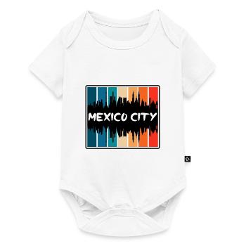 Mexico City Mexico Skyline Silhouette Travel Souve - Body à manches courtes Premium Bébé - blanc - Devant