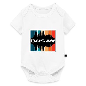 Busan South Korea Skyline Silhouette Travel Souven - Baby Premium short-sleeve bodysuit - white - Front