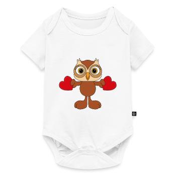 EULE - LIEBE - LOVE - HERZEN - TIER - VOGEL - Baby Premium Kurzarmbody - Weiß - Vorne