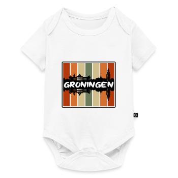 Groningue Pays-Bas Skyline Silhouette Voyage So - Body à manches courtes Premium Bébé - blanc - Devant
