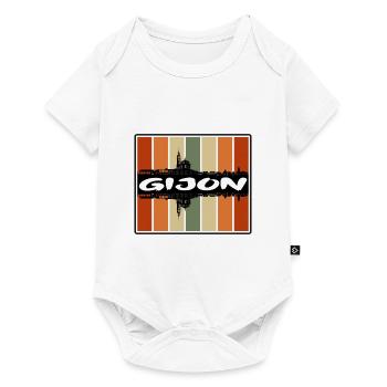Gijon Espagne Skyline Silhouette Souvenir de voyage - Body à manches courtes Premium Bébé - blanc - Devant