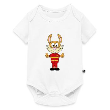 HASE - KANINCHEN - FEUERWEHR - FEUERWEHRMANN - Baby Premium Kurzarmbody - Weiß - Vorne