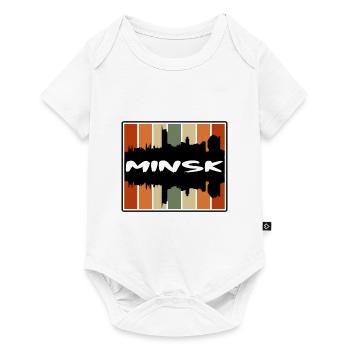 Minsk Biélorussie Skyline Silhouette Souvenir de voyage - Body à manches courtes Premium Bébé - blanc - Devant