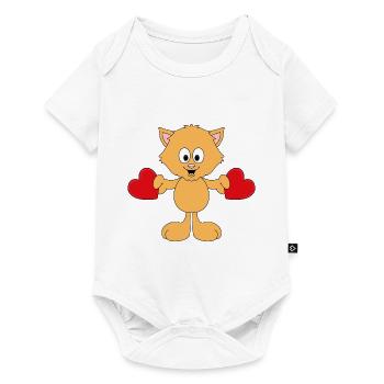 KATZE - LIEBE - LOVE - TIER - TIERISCH - VERLIEBT - Baby Premium Kurzarmbody - Weiß - Vorne