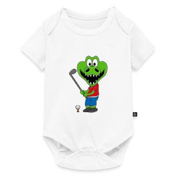 KROKODIL - GOLF - GOLFER - SPORT - TIER - Baby Premium Kurzarmbody - Weiß - Vorne