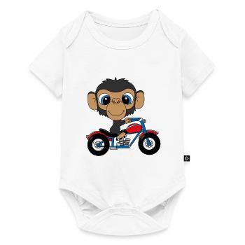 AFFE - MOTORRAD - BIKER - MOTORSPORT - TIER - Baby Premium Kurzarmbody - Weiß - Vorne
