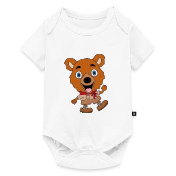 BÄR - TEDDY - TEDDYBÄR - WANDERN - BERGE - TIER - Baby Premium Kurzarmbody - Weiß - Vorne