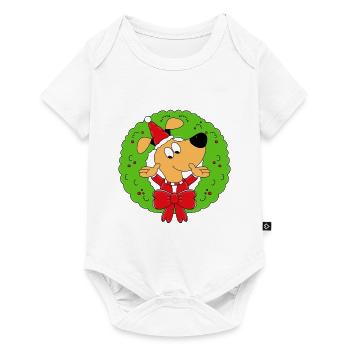 HUND - ADVENTSKRANZ - ADVENT - WEIHNACHTEN - TIER - Baby Premium Kurzarmbody - Weiß - Vorne