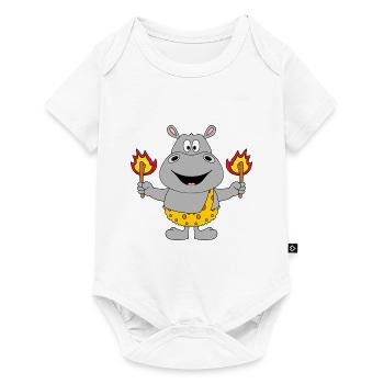 NILPFERD - FEUER - STEINZEIT - TIER - TIERISCH - Baby Premium Kurzarmbody - Weiß - Vorne