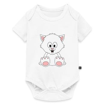 KATZE - KATER - TIER - TIERISCH - KIND - BABY - Baby Premium Kurzarmbody - Weiß - Vorne