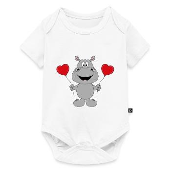 NILPFERD - LIEBE - LUFTBALLONS - TIER - TIERISCH - Baby Premium Kurzarmbody - Weiß - Vorne