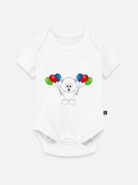 KATZE - LUFTBALLONS - TIER - KIND - BABY - Baby Premium Kurzarmbody - Weiß