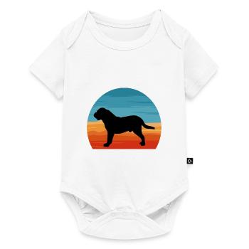 Dogue De Bordeaux Dog Love Silhouette Retro Sunset - Baby Premium Kurzarmbody - Weiß - Vorne