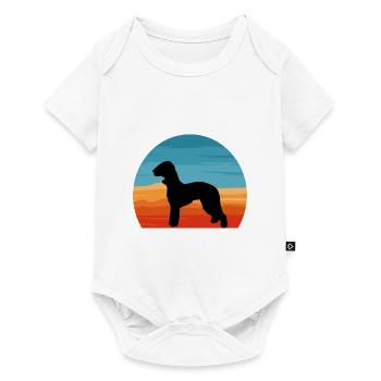 Bedlington Terrier Dog Silhouette Rétro Coucher de soleil - Body à manches courtes Premium Bébé - blanc - Devant