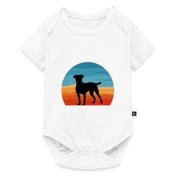 Patterdale Terrier Dog Silhouette Retro Sunset - Baby Premium short-sleeve bodysuit - white - Front