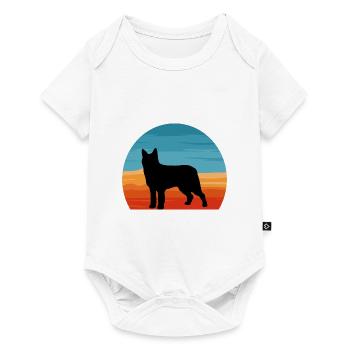 Bouvier Des Ardennes Chien Silhouette Rétro Coucher de Soleil - Body à manches courtes Premium Bébé - blanc - Devant