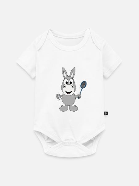 FEDERBALL - BADMINTON - SPORT - ESEL - TIER - KIND - Baby Premium Kurzarmbody - Weiß