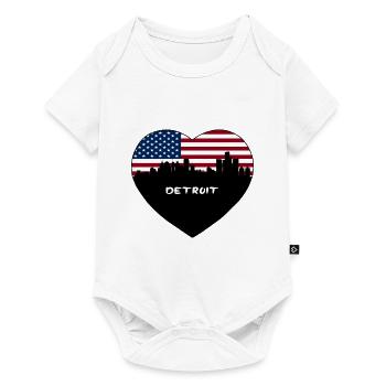 Detroit Michigan USA Flag Skyline Souvenir de voyage - Body à manches courtes Premium Bébé - blanc - Devant