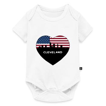 Cleveland Ohio USA Flag Skyline Travel Souvenir - Baby Premium short-sleeve bodysuit - white - Front