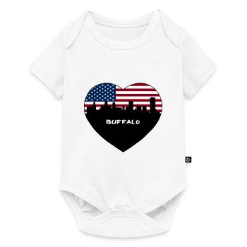 Buffalo New York USA Flag Skyline Travel Souvenir - Baby Premium short-sleeve bodysuit - white - Front