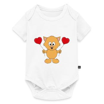 KATZE - LIEBE - LOVE - TIER - TIERISCH - VERLIEBT - Baby Premium Kurzarmbody - Weiß - Vorne
