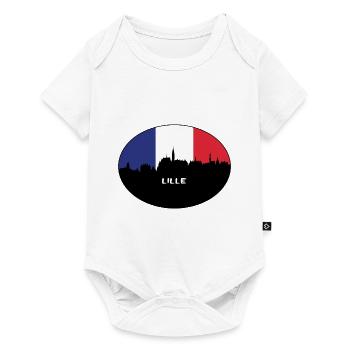 Lille France Flag Skyline Souvenir de voyage - Body à manches courtes Premium Bébé - blanc - Devant