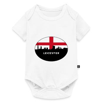 Leicester Angleterre Flag Skyline Souvenir de voyage - Body à manches courtes Premium Bébé - blanc - Devant