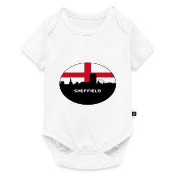 Sheffield England Flag Skyline Travel Souvenir - Baby Premium short-sleeve bodysuit - white - Front