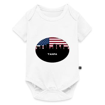Tampa Florida USA Flag Skyline Travel Souvenir - Baby Premium short-sleeve bodysuit - white - Front
