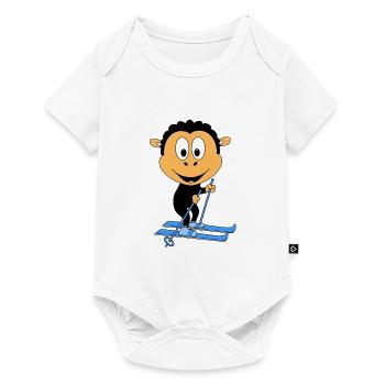 SCHWARZES SCHAF - SKI - SKIER - WINTERSPORT - Baby Premium Kurzarmbody - Weiß - Vorne