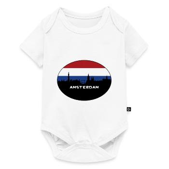 Amsterdam Netherlands Flag Skyline Silhouette Trav - Baby Premium short-sleeve bodysuit - white - Front