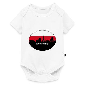 Katowice Pologne Flag Skyline Silhouette Voyage - Body à manches courtes Premium Bébé - blanc - Devant