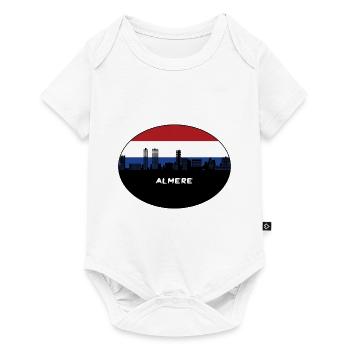 Almere Pays-Bas Flag Skyline Silhouette Voyage - Body à manches courtes Premium Bébé - blanc - Devant