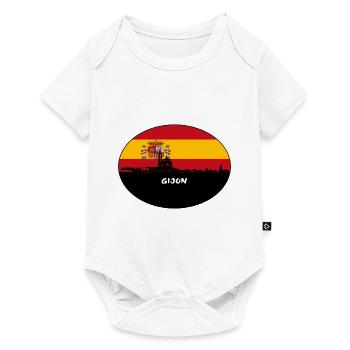 Gijon Espagne Drapeau Skyline Voyage Silhouette - Body à manches courtes Premium Bébé - blanc - Devant