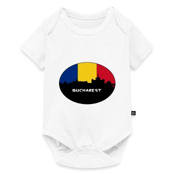 Bucharest Romania Flag Skyline Silhouette Travel - Baby Premium short-sleeve bodysuit - white - Front