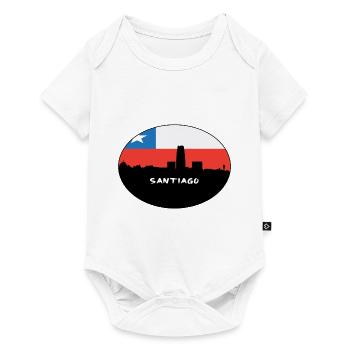 santiago, chili, drapeau, horizon, silhouette, voyage - Body à manches courtes Premium Bébé - blanc - Devant