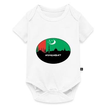 Achgabat Turkménistan Drapeau Skyline Silhouette Trav - Body à manches courtes Premium Bébé - blanc - Devant