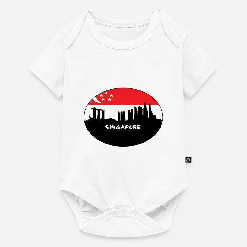 Singapur Singapur-Flaggen-Skyline-Schattenbild-Reise - Baby Premium Kurzarmbody - Weiß