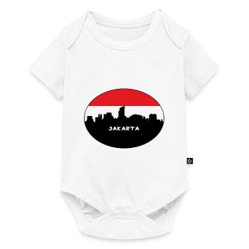 Jakarta Indonésie Drapeau Skyline Silhouette Travel - Body à manches courtes Premium Bébé - blanc - Devant