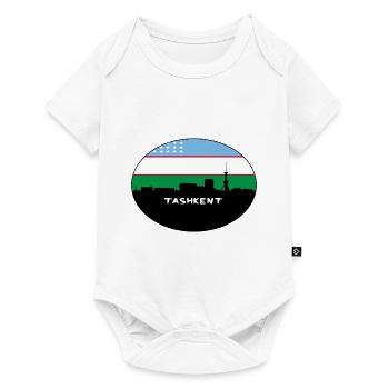 Taschkent Usbekistan Flagge Skyline Silhouette Reisen - Baby Premium Kurzarmbody - Weiß - Vorne