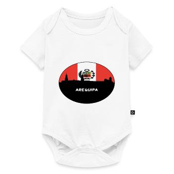 Arequipa Pérou Drapeau Skyline Voyage Silhouette - Body à manches courtes Premium Bébé - blanc - Devant
