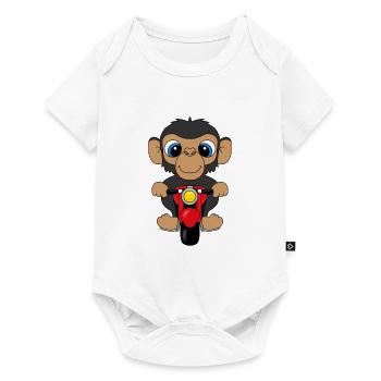 MOTORRAD - AFFE - TIER - TIERISCH - Baby Premium Kurzarmbody - Weiß - Vorne