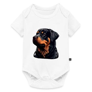 Rottweiler Dog Breed Face Cartoon Illustration - Baby Premium short-sleeve bodysuit - white - Front
