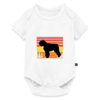 Bouvier Des Flandres Dog Silhouette Retro Coucher de Soleil - Body à manches courtes Premium Bébé - blanc - Devant