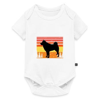 Finnischer Spitz Hundeliebhaber Silhouette Vintage Sonnenuntergang - Baby Premium Kurzarmbody - Weiß - Vorne