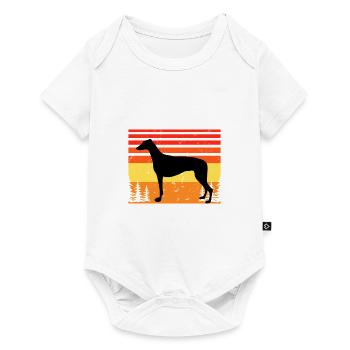 Grey Hound Dog Lover Silhouette Vintage Sunset - Body à manches courtes Premium Bébé - blanc - Devant