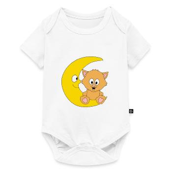 KATZE - MOND - KATER - TIER - TIERISCH - Baby Premium Kurzarmbody - Weiß - Vorne